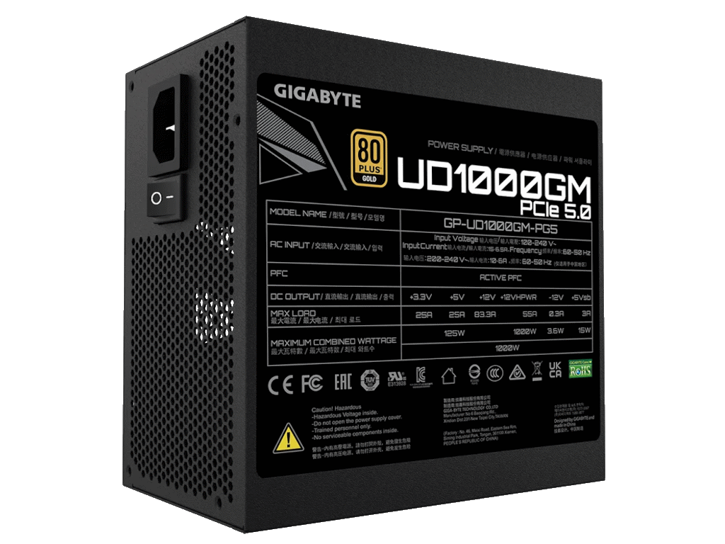 Napajanje GIGABYTE UD1000GM PG5 GEU2 1000W/ATX/80Plus Gold/crna - Slika 2